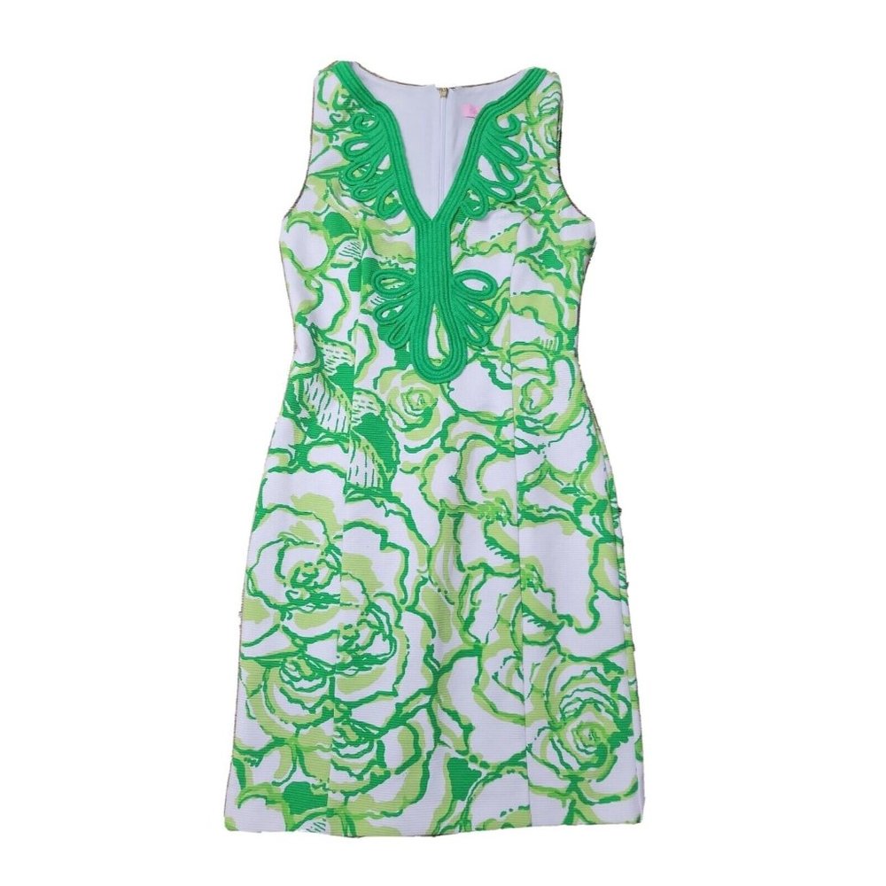 Lilly Pulitzer Janice Shift Dress Heart Breaker Resort White Green Women's XS